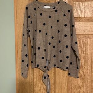 Ladies tie front polka dot sweater